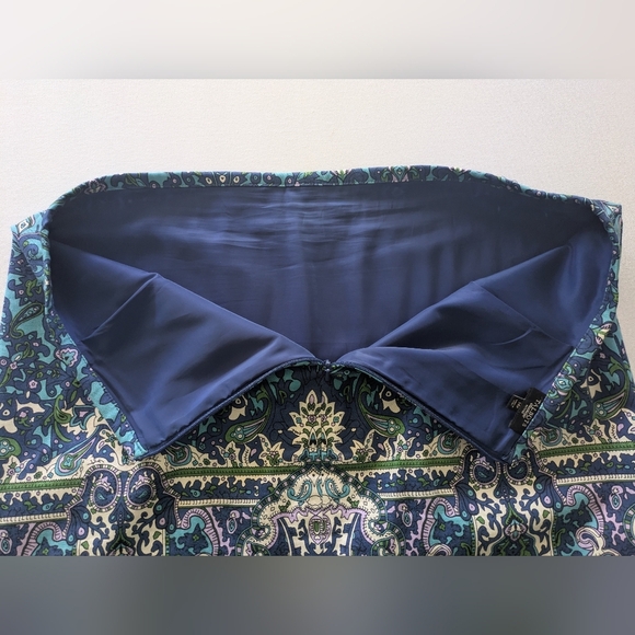 Talbots women's Blue PASLEY Abstract BOHEMIAN Print Mini Skirt Size 14P - Picture 8 of 10